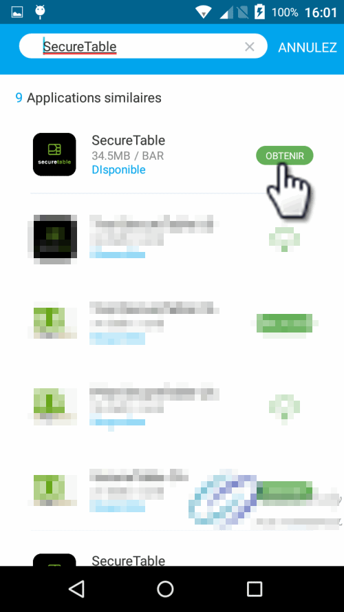 Résultats de la recherche dans le PAXSTORE